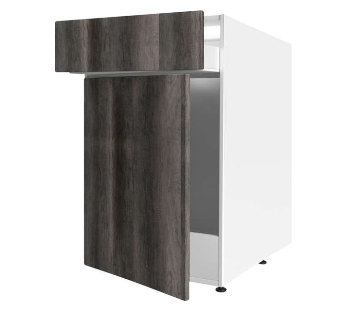 Home and Kitchen Base Unit 1 Drawer Melamine Cabinet - Monument Oak (450mm)