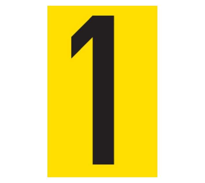 Tower Self-Adhesive Number 1 Sign - Black/Yellow (90 x 55mm)