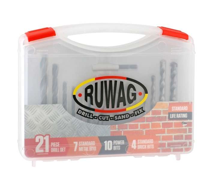 Ruwag 21 Piece Standard Drill Bit Combo Set (230 x 170 x 45mm)