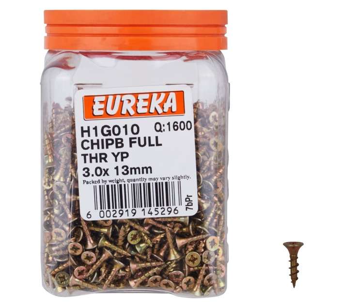 Eureka H1G010 3.0 x 13mm Chipboard Screw Full (1600 Pack)