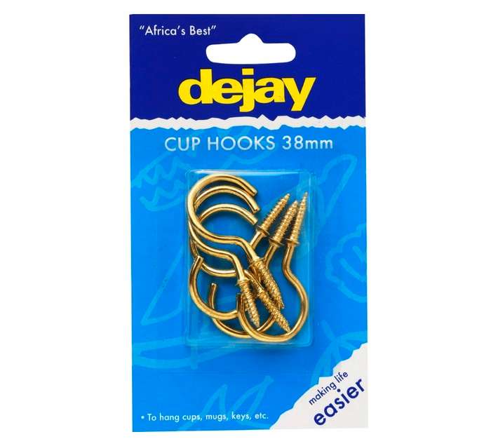 Dejay Cup Hooks - Brass 38mm
