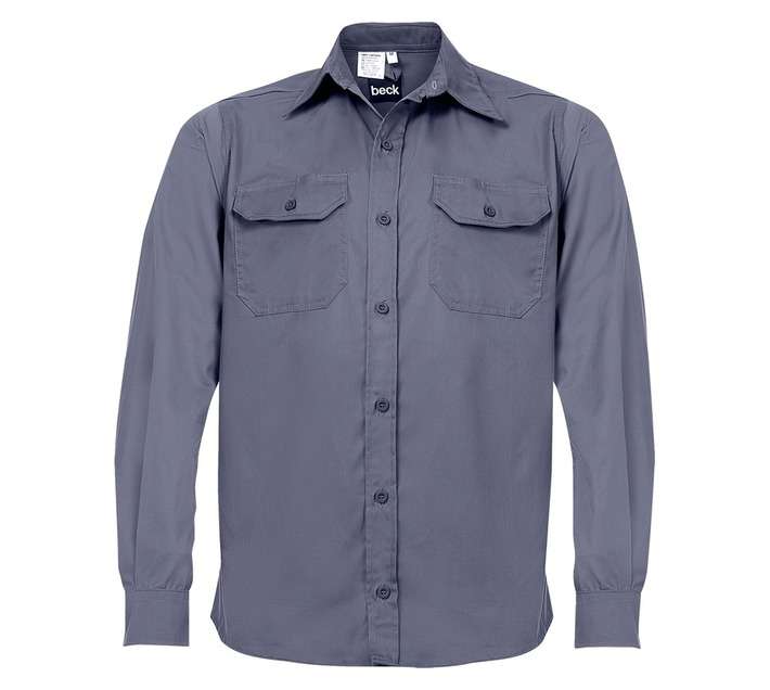 Beck Cotton Long Sleeve Shirt - Grey (S)