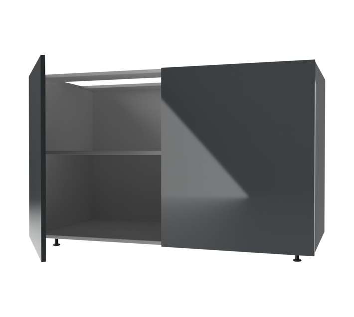 Home and Kitchen Base Unit Gloss Cabinet - Storm Grey (1200mm)