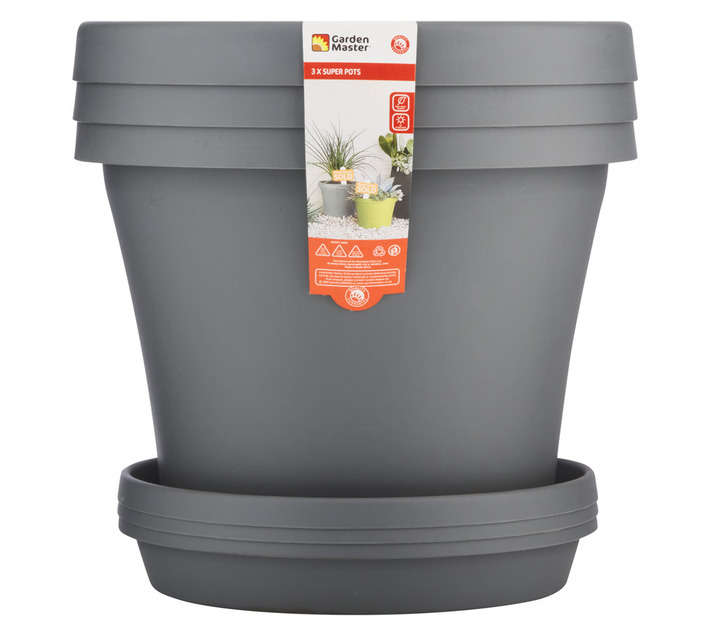 Garden Master 3 Piece Super Pot Set - Slate (330 x 330 x 340mm)