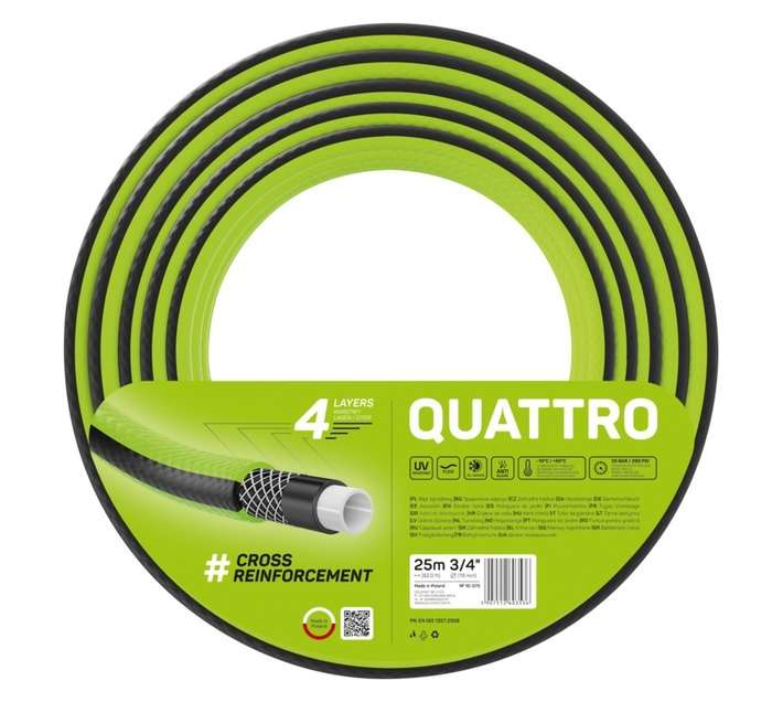 Cellfast Quattro Garden Hose - Green/Black (25m x 19mm)