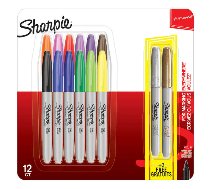 Sharpie 12 Piece Fine Permanent Marker + 2 Free
