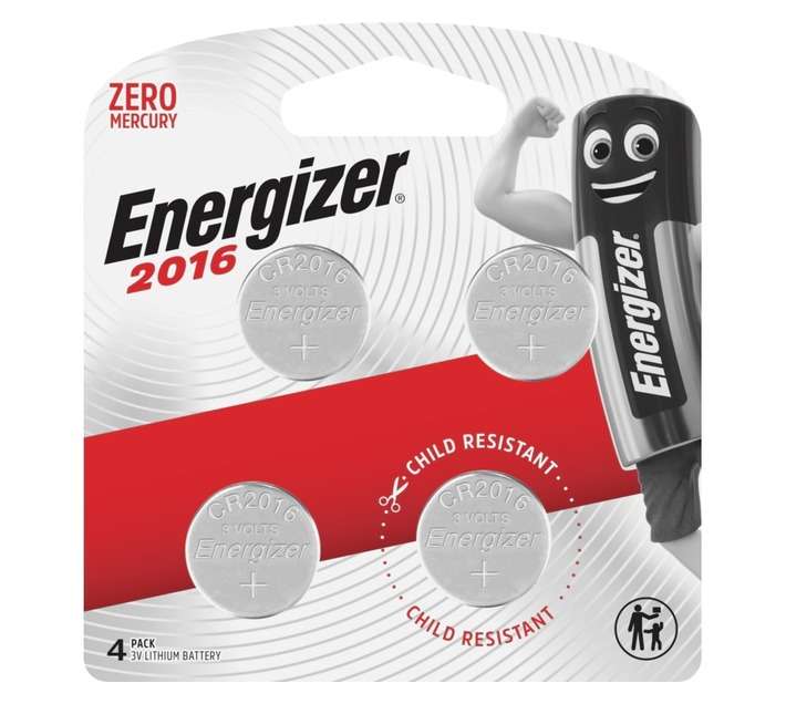 Energizer 4 x Coin Lithium Batteries (CR2016)
