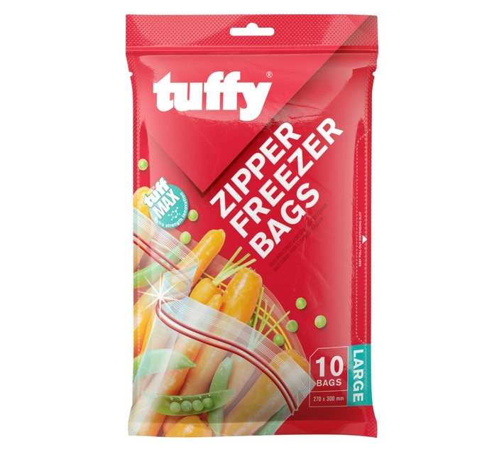Tuffy Large Zipper Bags - Clear (205 x 310mm)