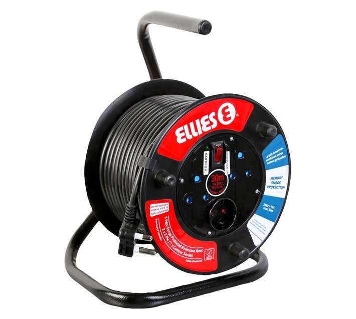 Ellies Electronics 10amp Extension Reel and Surge Protector (30m x 15mm)