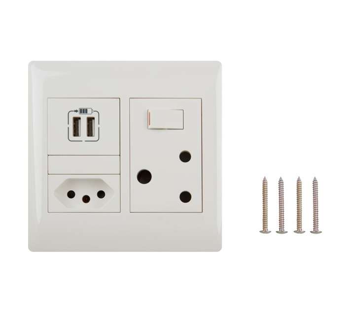 Ysalis Double Socket and 2Usb 4x4 - White