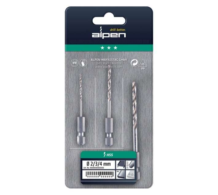 Alpen 3 Piece HSS Super Jobber Hex Shank Drill Bit Set ALP APM3