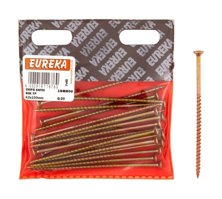Eureka 1GM80U 4 x 100mm Chipboard Smooth Shank - Yellow (20 Pack)