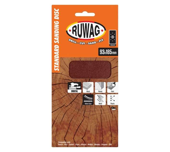 Ruwag P120 Orbital Velcro Sanding Sheet (93 x 185mm)