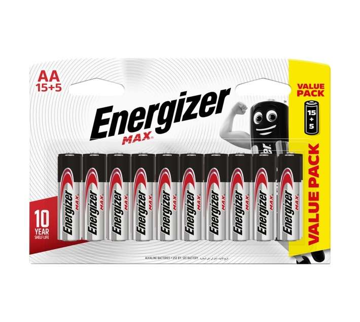 Energizer Max 20 x Alkaline Batteries (AA) E303673400