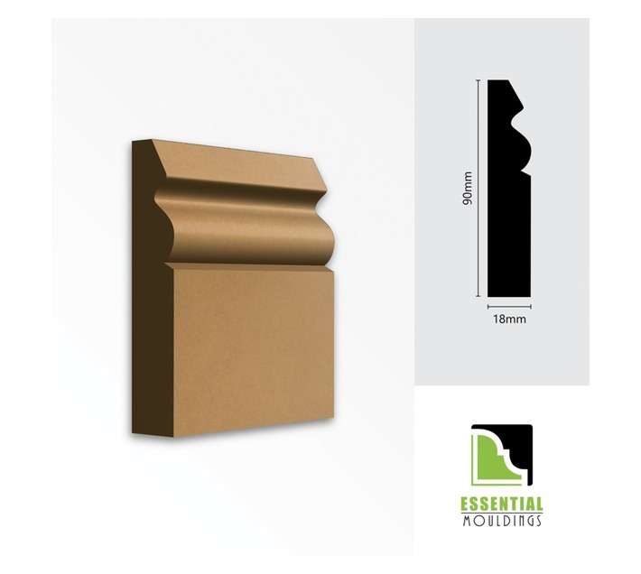 Essential Mouldings Q1 MDF Skirting (2750 x 90 x 18mm)