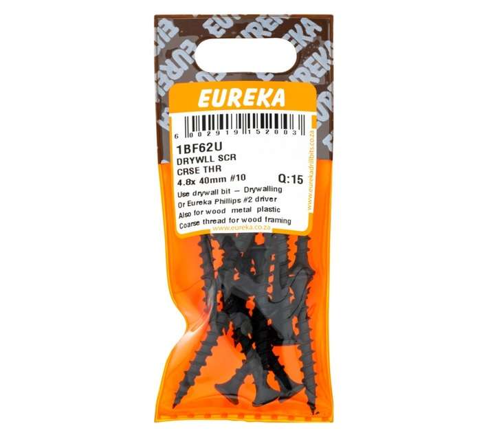 Eureka 15 x Coarse Thread Drywall Screws (4.8 x 40mm)