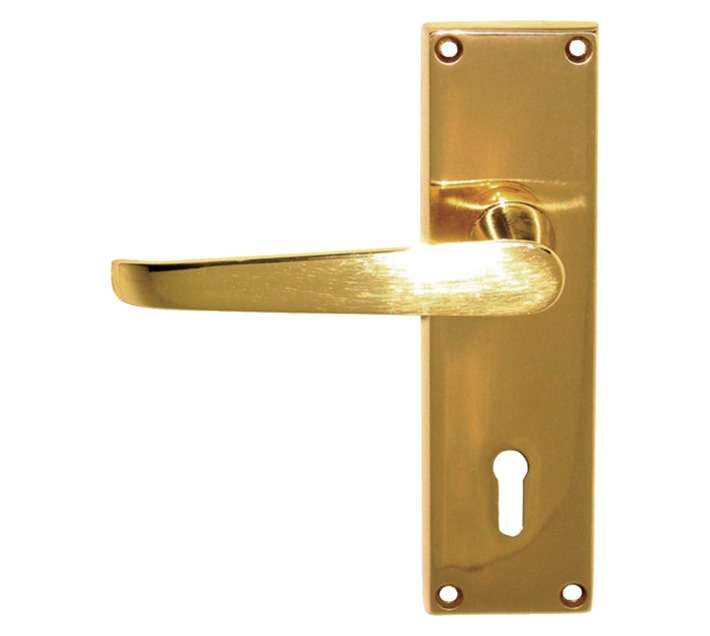 Euro Brass Lever Handle On Plate Ind Cv1 - Brass