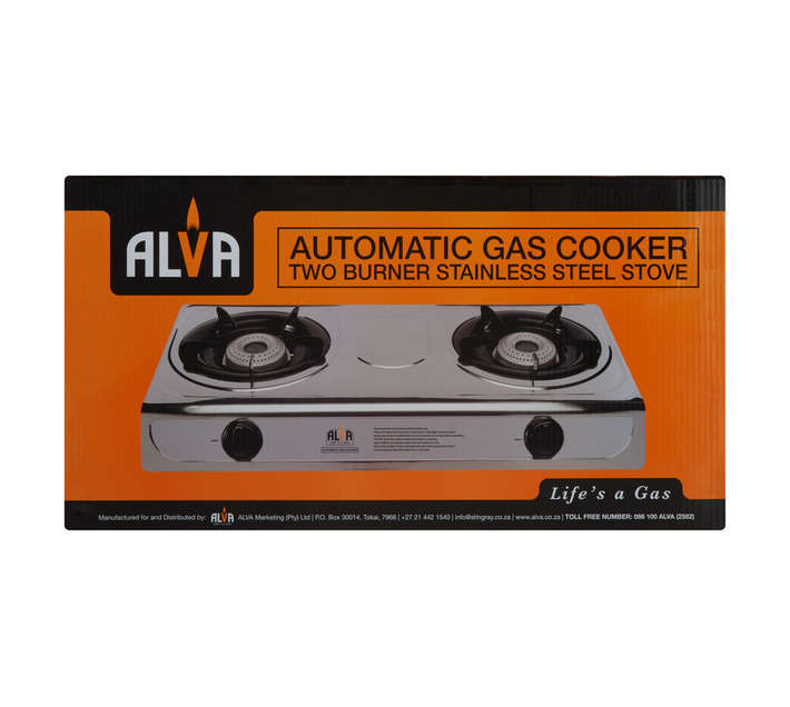 Alva 2 Plate Stainless Steel Gas Stove - Silver (720 x 390 x 100mm)