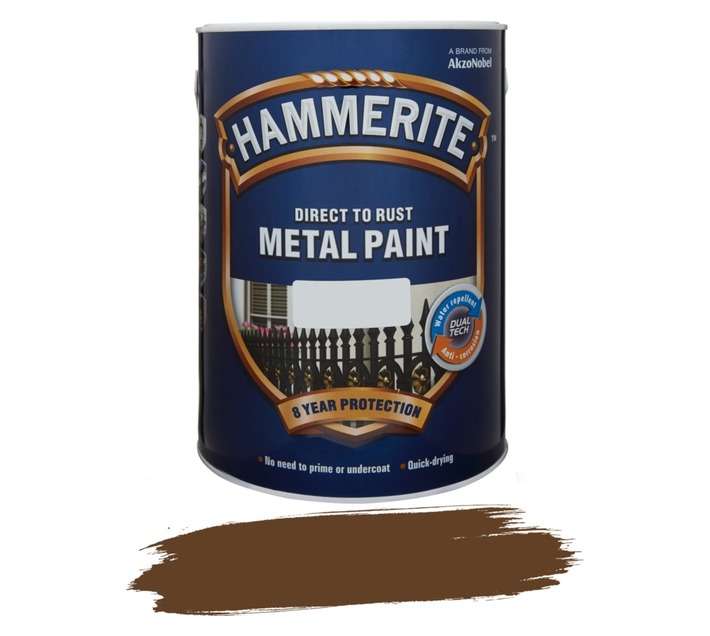 Hammerite Direct to Rust Hammered Metal Paint - Brown (5L)