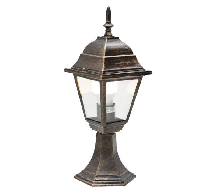 Eurolux 4 Panel Pedestal Lantern - Black/Gold (60W)