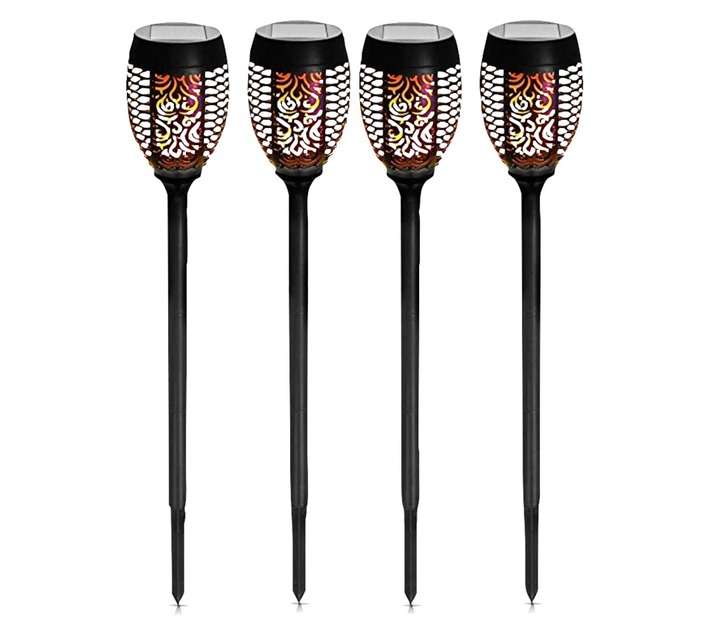 Solar Flair Medium Dancing Flame Stake Light - Black