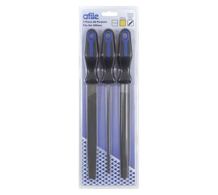 Afile D200F3 3 Piece File Set - Black/Blue (200mm)