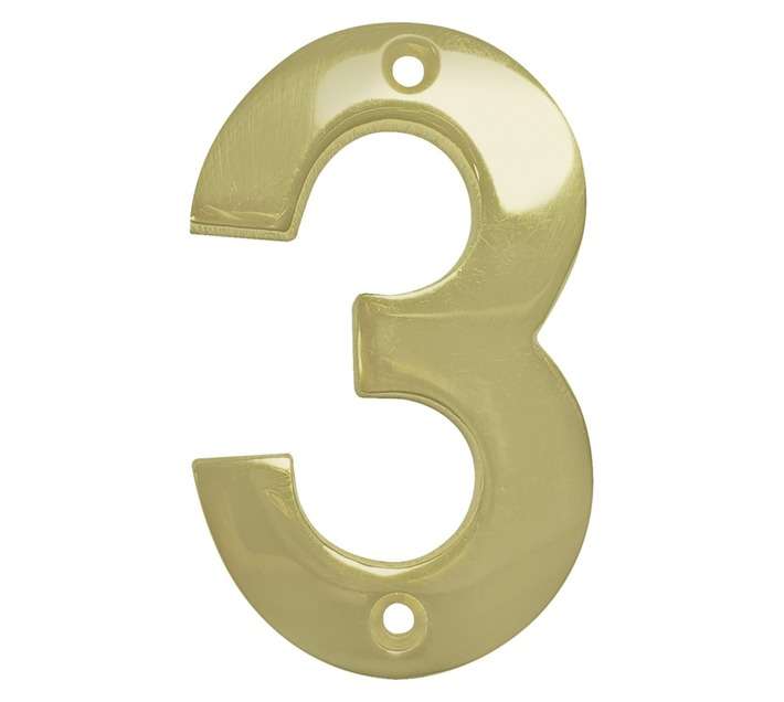 Euro Brass Numeral 3 - Brass (75mm)