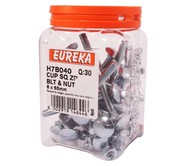 Eureka 6 x 65mm Cup Square Bolt and Nut (3 Pack)