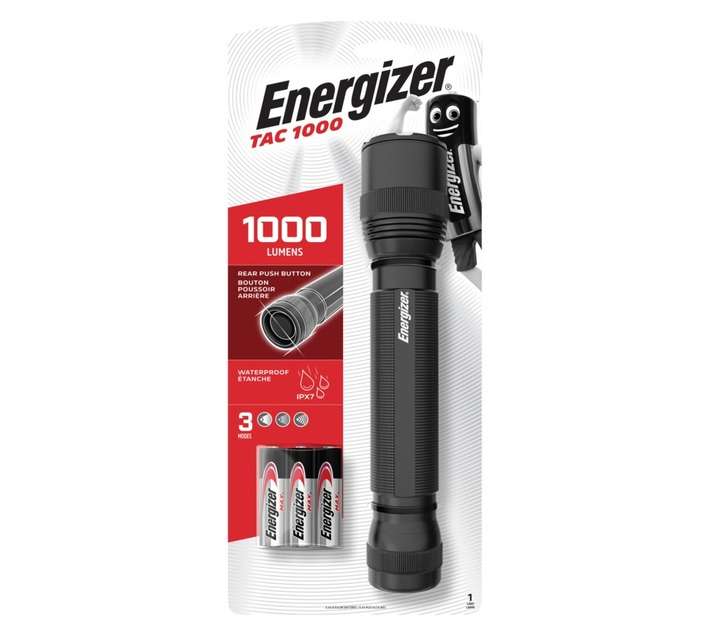Energizer Tac 1000 LED Rechargeable Torch - Black