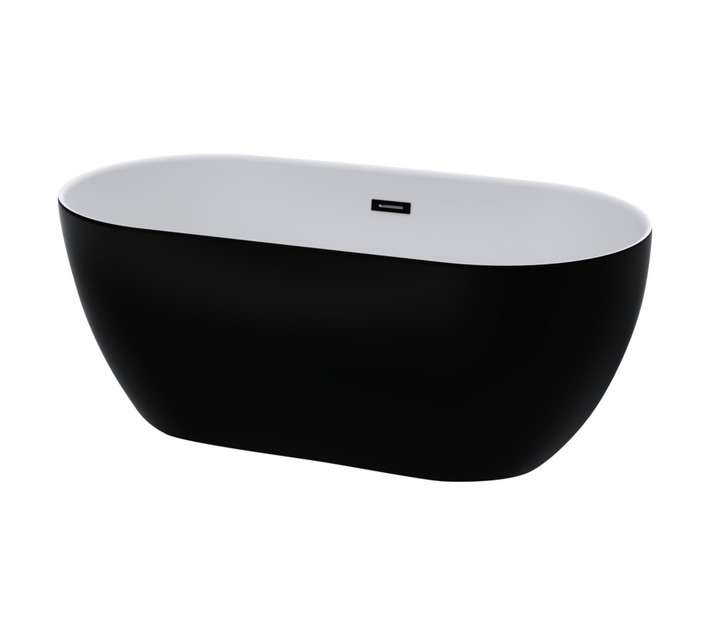 Zala Freestanding Matt Bath - Black/White (1435 x 750 x 570mm)