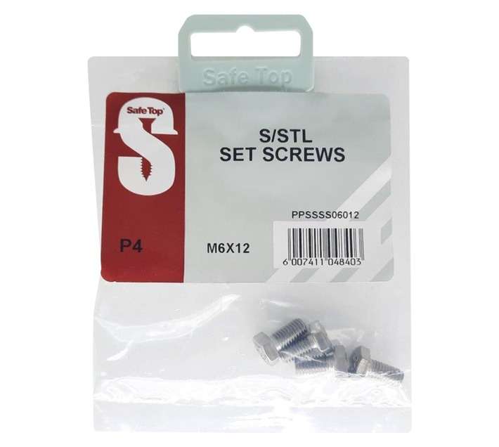 Safe Top 4 x Stainless Steel M6 Set Screws (6 x 12mm)
