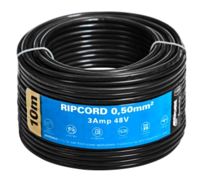 APDRC05BK10 Ripcord 2 Core Cable - Black (10m)