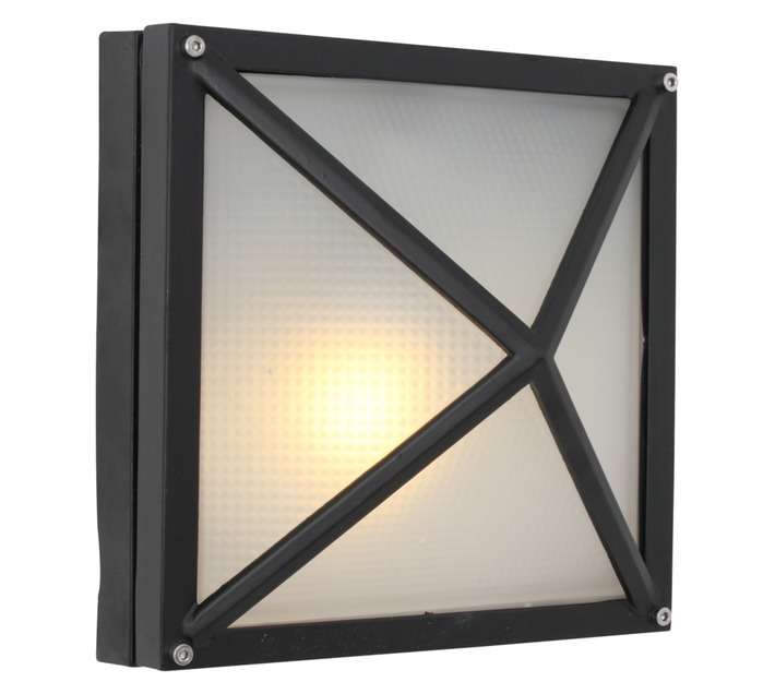 Eurolux Small Square Bulkhead Light with Cross - Black (60W)