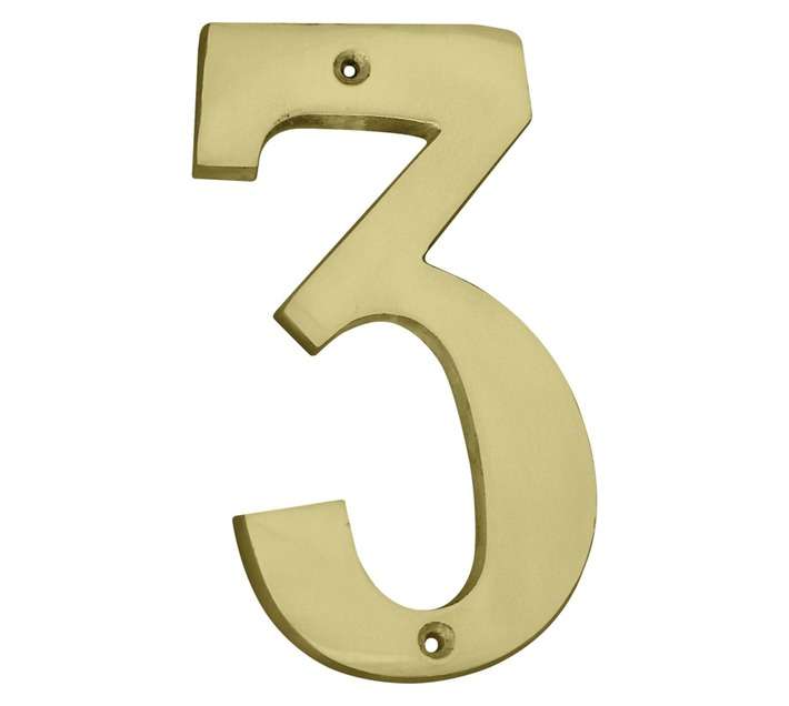 Euro Brass Numeral 3 - Brass (175mm)