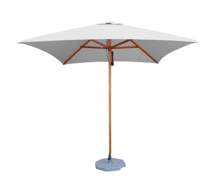 Wooden Parasol Square Umbrella - White/Brown (2200 x 2200 x 2400mm) (Excludes Base)