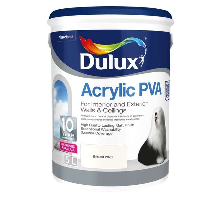 Dulux Acrylic PVA - Brilliant White (5L)