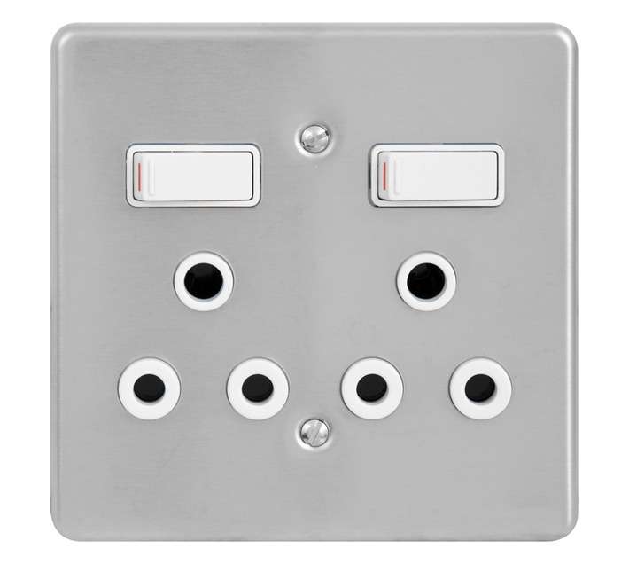 Lesco 4x4 Double White Socket - Stainless Steel