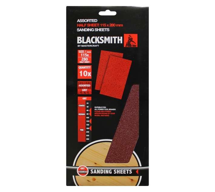 Blacksmith 1/2 Aluoxide Assorted Sand Paper Sheets (10 Pack)