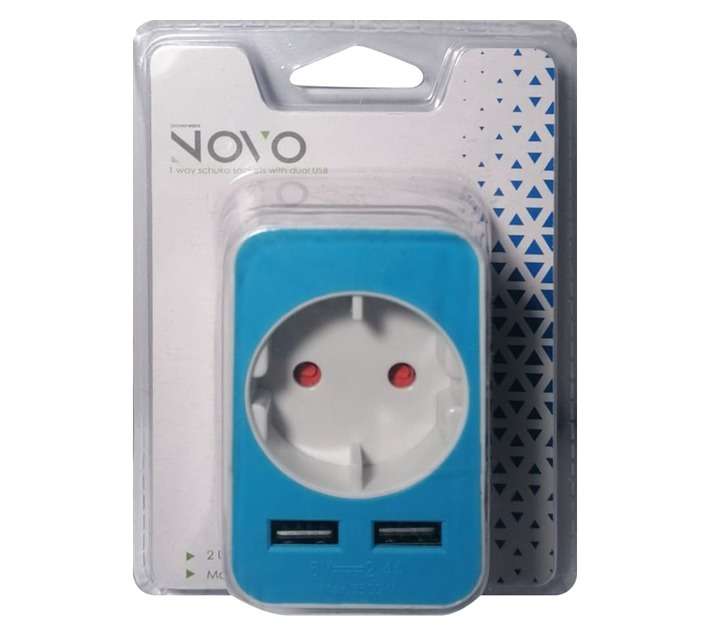 PowerWorx USB and Shuko Charging Adaptor - Blue