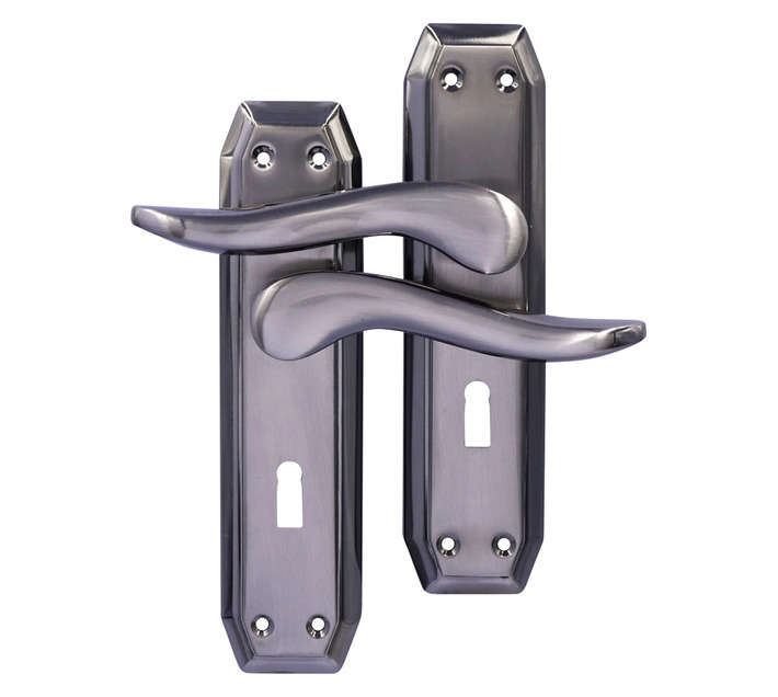 Dortello Prague Satin Nickel Left Door Lock Set - Black