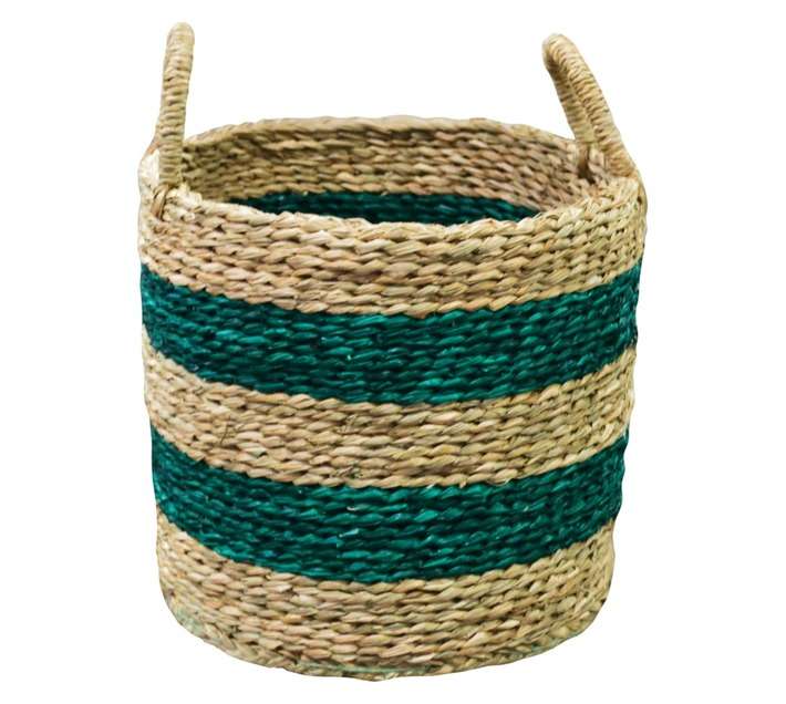 Design House Seagrass Basket - Natural/Green (330 x 330 x 300mm)