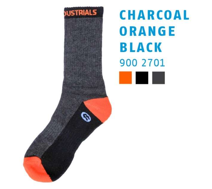 Bata Socks - Black/Charcoal/Orange (Size 10-14)