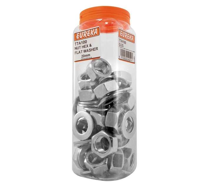 Eureka 20mm Nut Hex and Flat Washer (25 Pack)