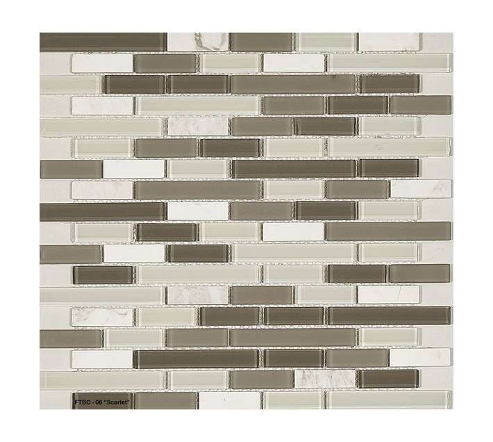 Ceramic Wholesalers FTBC-06 Interlock Marble Glass Mosaic Tile - Scarlet (300 x 300mm)