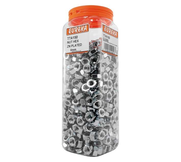 Eureka 8mm Zinc Plated Nut Hex (500 Pack)