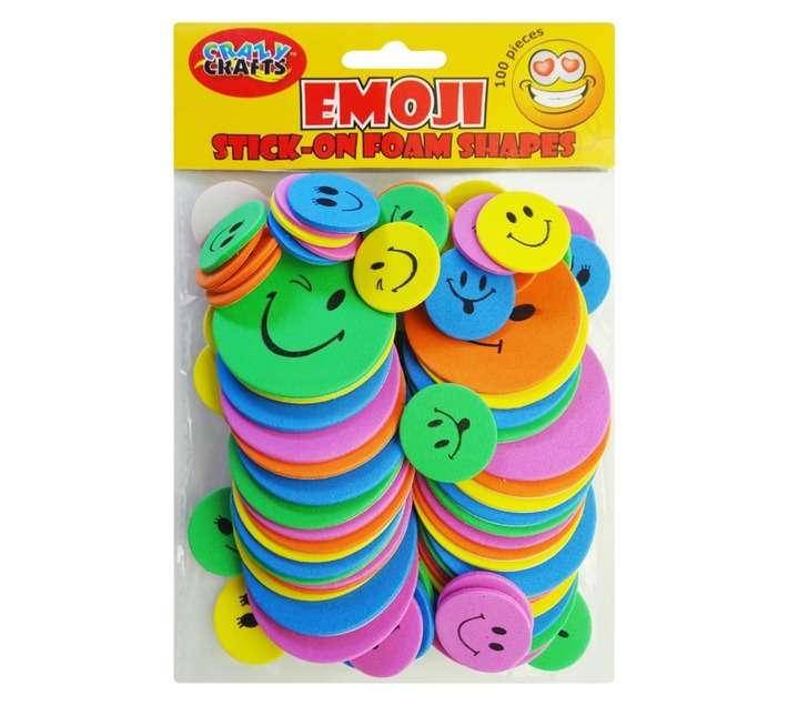 Crazy Crafts 100 Piece Emoji Stick On Foam Shapes