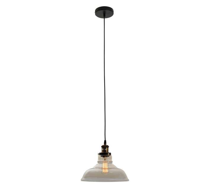 Eurolux P485 Farmhouse Amber Glass Pendant - Antique Brass/Amber (275 x 250mm)