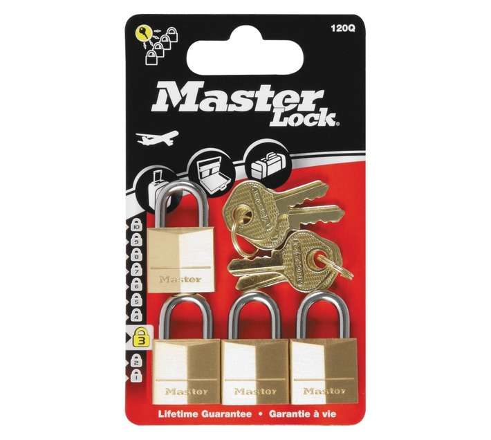 Master Lock Padlock 4 Pack - Brass (20mm)