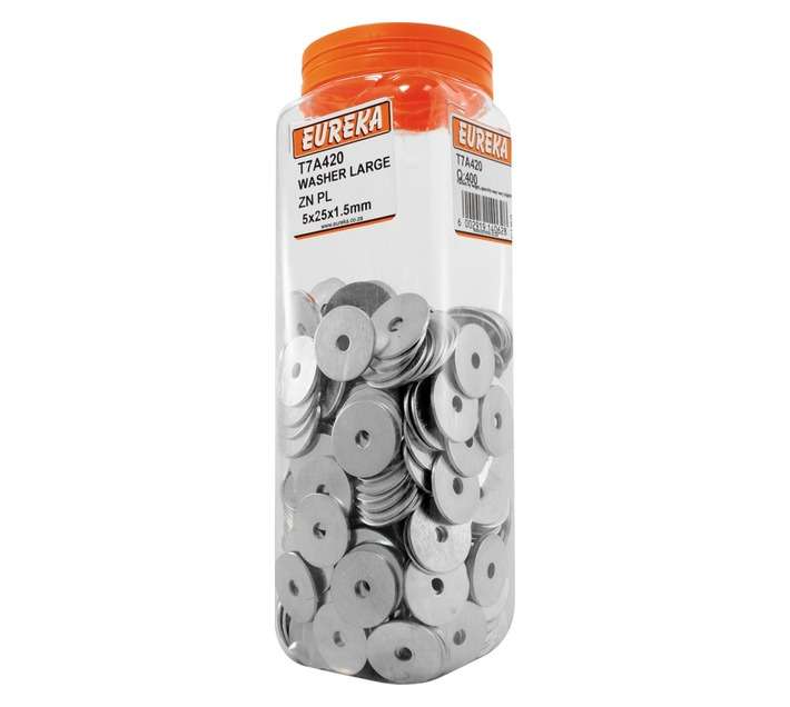 Eureka 400 x Large Zinc Plated Washers (5 x 25 x 1.5mm)