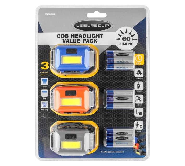 Leisure Quip 3 x LED Headlamps - Assorted